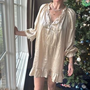 Reformation Satin Mini Dress in Champagne